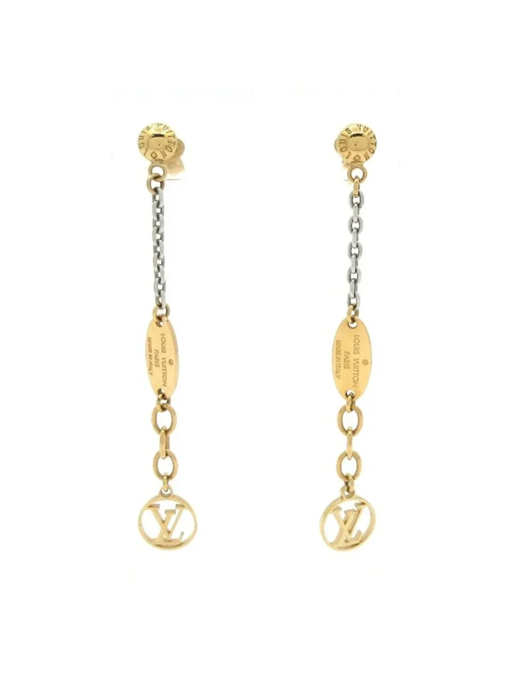 Louis Vuitton Earrings Logo Mania Gold Silver
